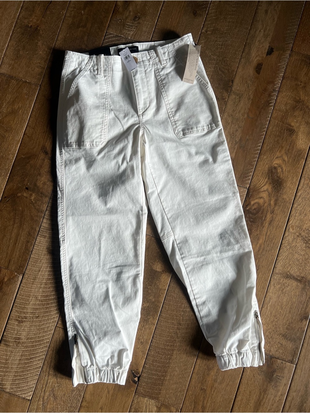 Banana Republic White Jogger Pants with Zipper Ankles